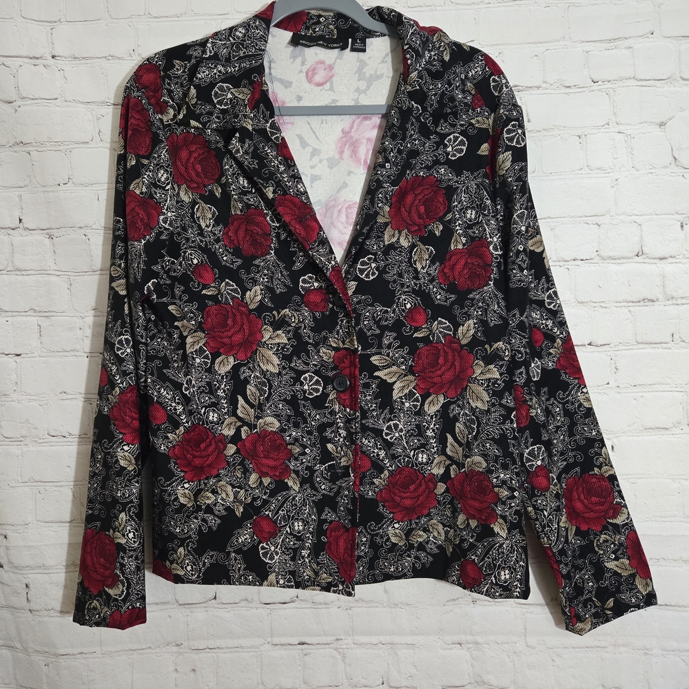 Floral Black and Red Women's Jacket‎